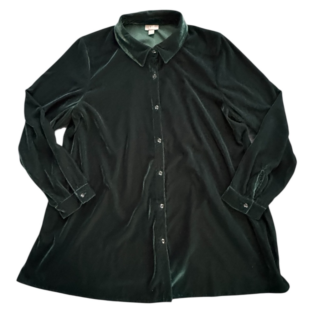 J. Jill Deep Green Velvet Shirt